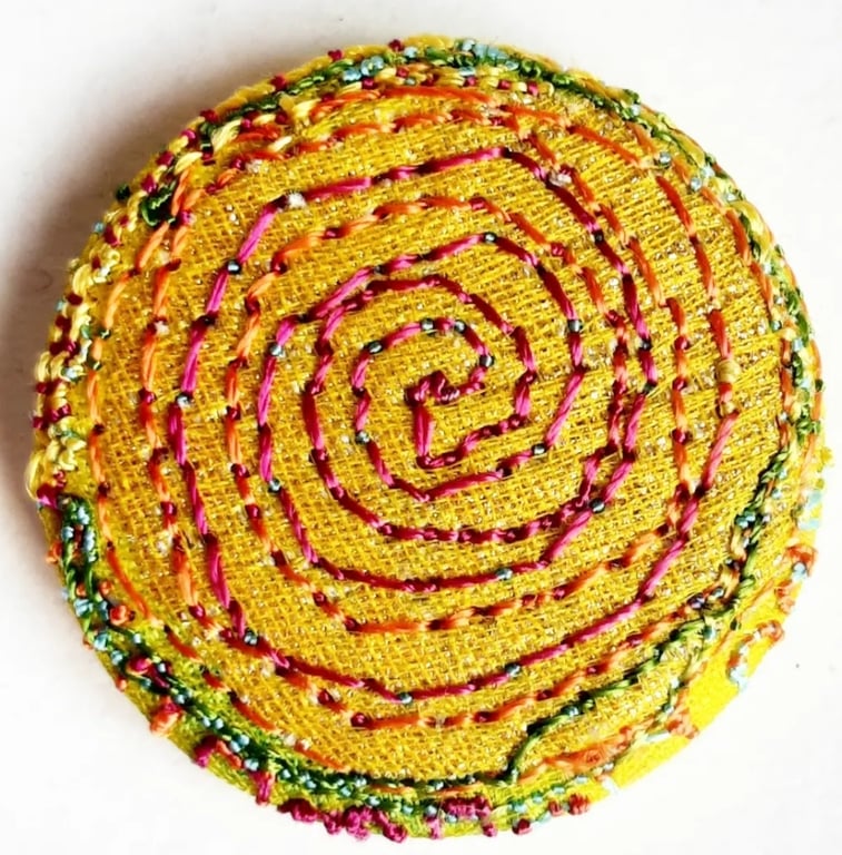 Buttons 1 inch button Hand Dyed Silks and Cottons Free Machine Embroidery Button