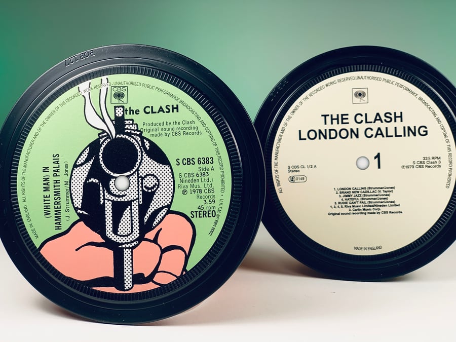 The Clash - 2 vinyl record coasters.