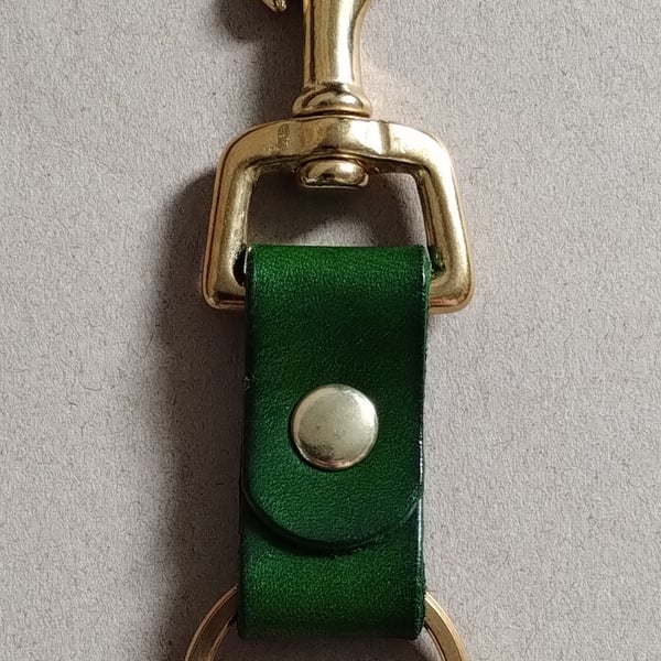 Compact Leather Keyring Solid Brass Trigger Clip And Split Ring