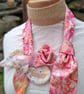 Pink floral satin necklace - Image 4