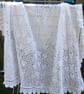 Hand knitted baby christening sweetheart shawl in pure white lace weight yarn - Image 5