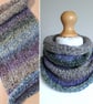 Cowl, Scarf, Infinity Scarf, Neck Warmer, Snood - Purple, Green & Blue