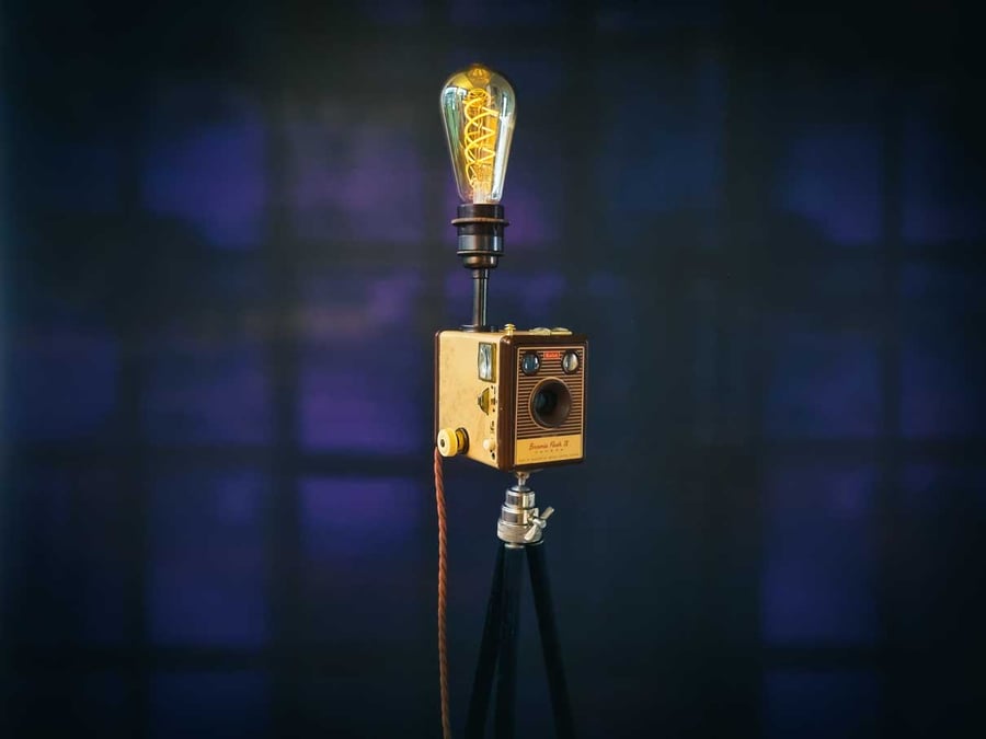 Upcycled Vintage 1950s Kodak Brownie Camera Tripod Lamp