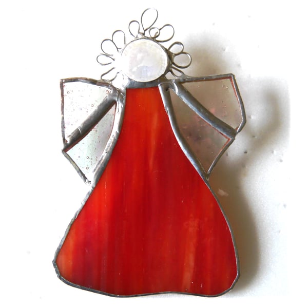 Angel Amber Red Stained Glass suncatcher Christmas decoration 