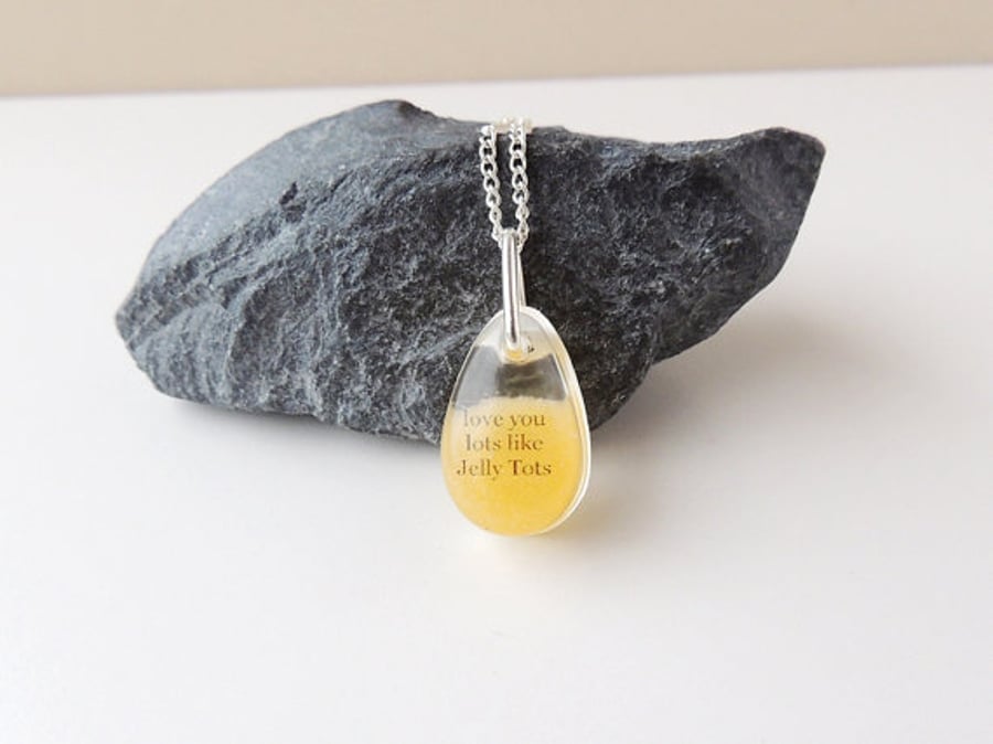 Yellow Love You Lots Like Jelly Tots Resin Necklace (1495