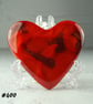 Fused glass red heart pocket hug with stand 5x4.5cm, handcrafted (400)
