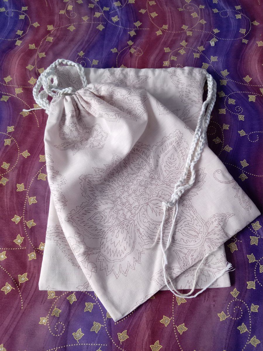 Set of Two Medium Pretty Drawstring Produce Market Storage Wash Bags