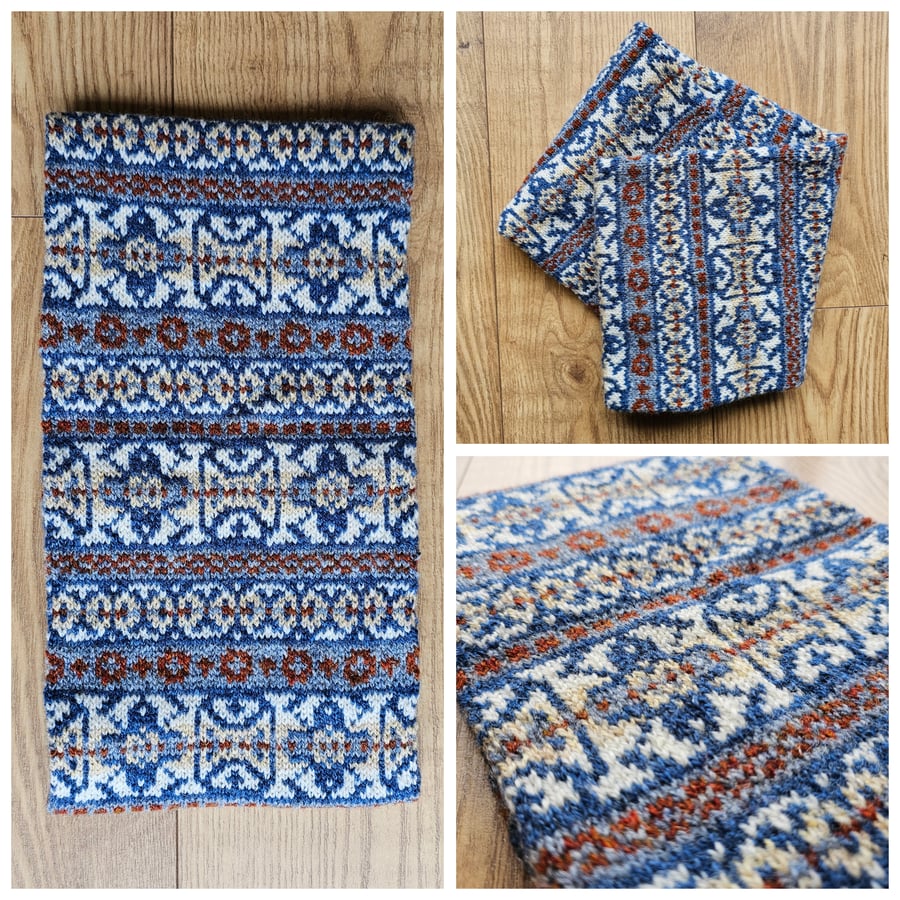 Fair Isle Cowl - hand knit in Shetland wool