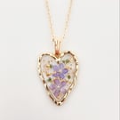 Pressed Flower Heart Pendant Necklace
