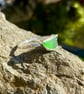 Kelly Green Sea Glass and Hammered Sterling Silver Ring - Size U.5- 1366 - Image 1