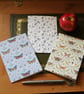 Nature greetings cards - pack of 3 blank notelets, A6 size, flowers, butterflies