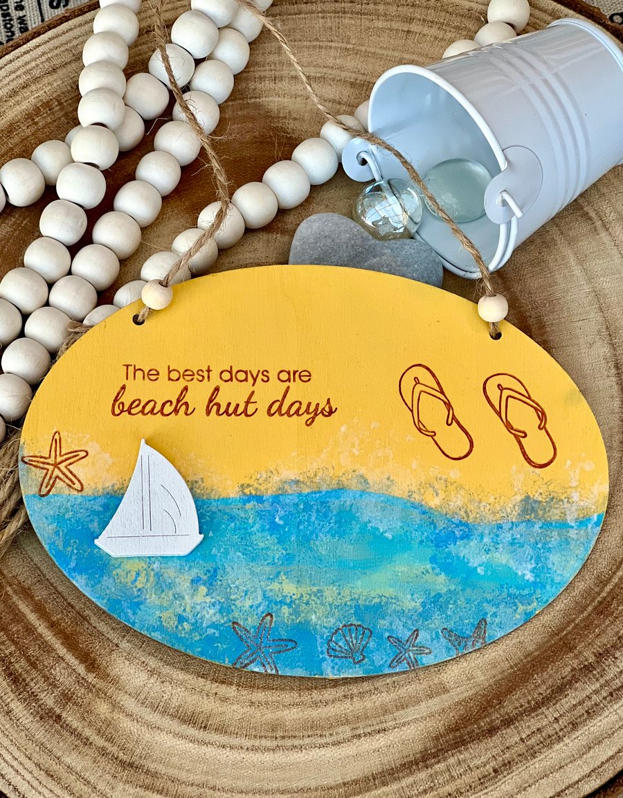‘Beach hut days’ Wooden Decoration 