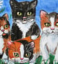 Kitten Foursome. Cat painting - Image 3