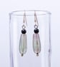 Fluorite drop and black onyx gemstone sterling silver earrings - Image 1