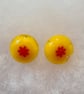 Yellow fused glass stud earrings - Image 4