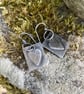 Oxidised sterling silver heart tag earrings
