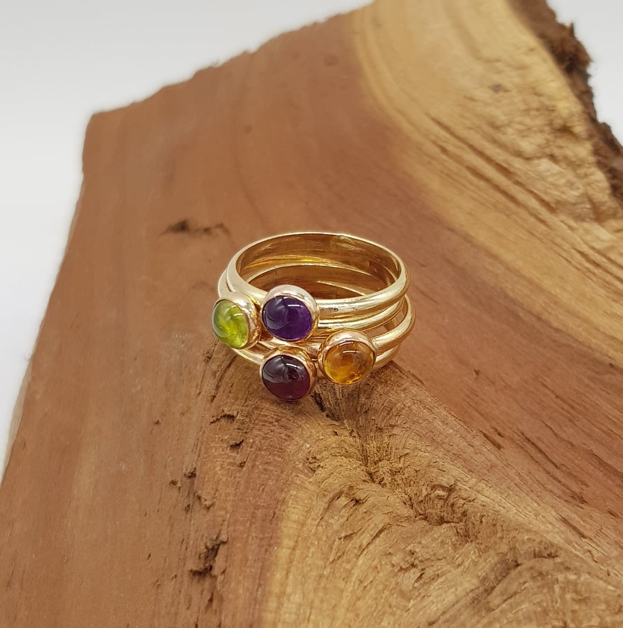 Peridot Amethyst Garnet Citrine 14k Gold Fill Ring