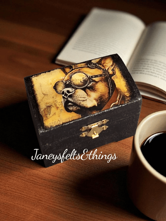 Steam punk wood trinket box