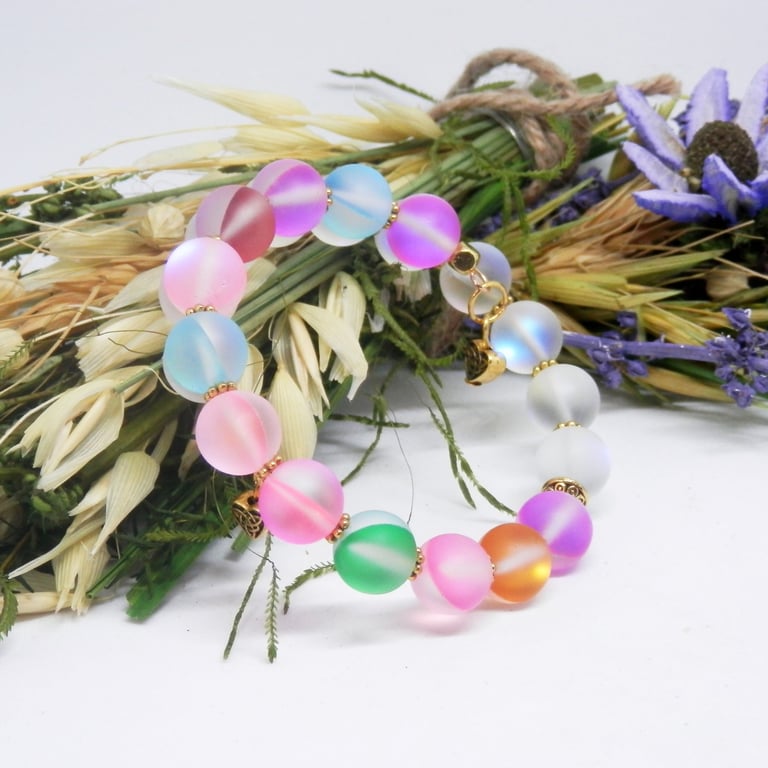 Glow Bead Memory Wire Wraparound Bracelet