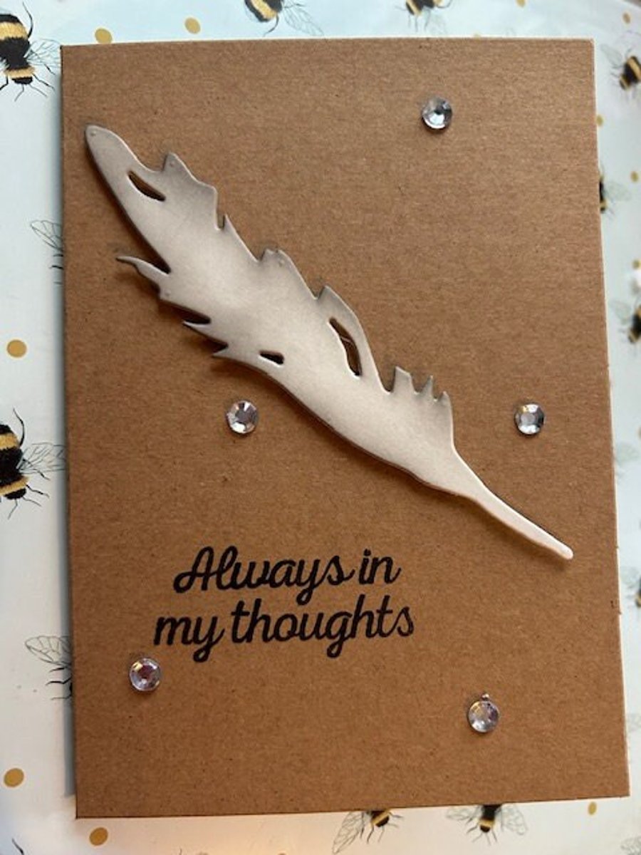 Kraft handcrafted sympathy cards thinking of you always in my thoughts.