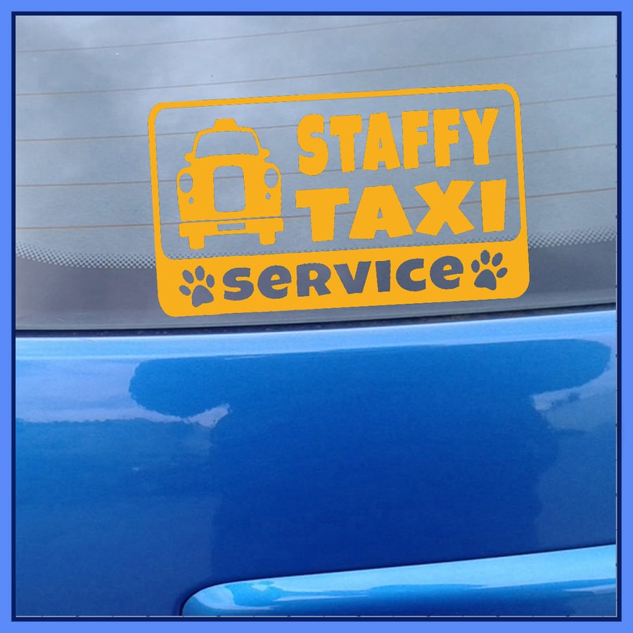 Staffy TAXI SERVICE Car Sticker Decal, Bumper vinyl 