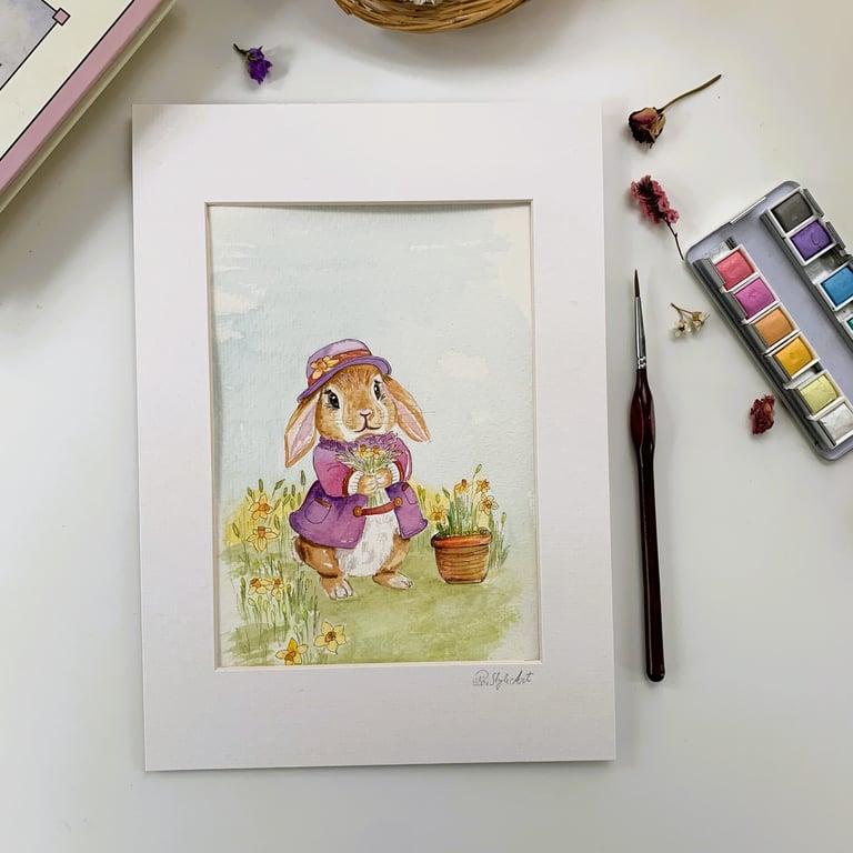 March Bunny - Rabbit art - Children's room decor