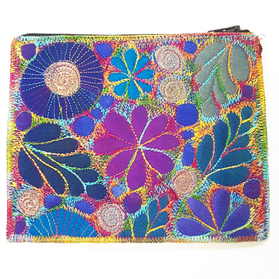 Stitched Silk and Cotton Purse 