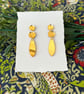 Gold Mirror Acrylic Triple Tier Drop Geometric Dangle Earrings