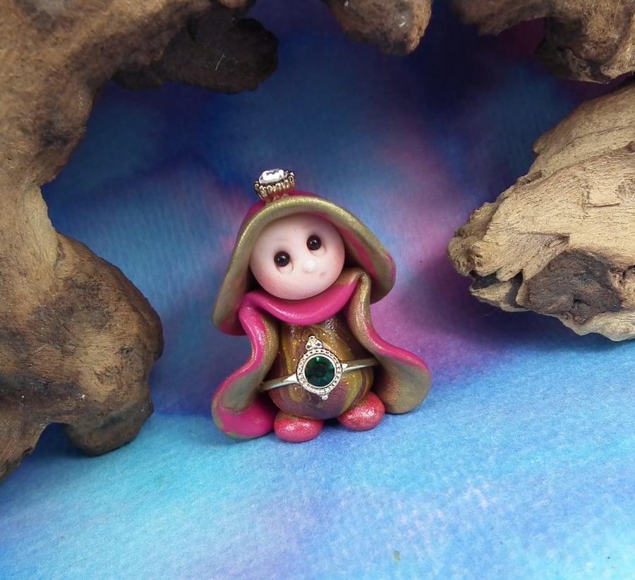 Princess 'Clara' Tiny Royal Gnome with Crown Jewels OOAK Sculpt by Ann Galvin