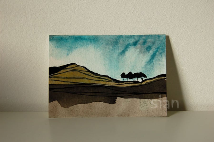 Landscape with trees - Original ACEO