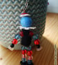 Button & Bead Harlequin Inspired Handbag Charm or Key-ring   - Image 2