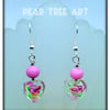 Pink Glass Heart drop earrings on Silver plated hooks.