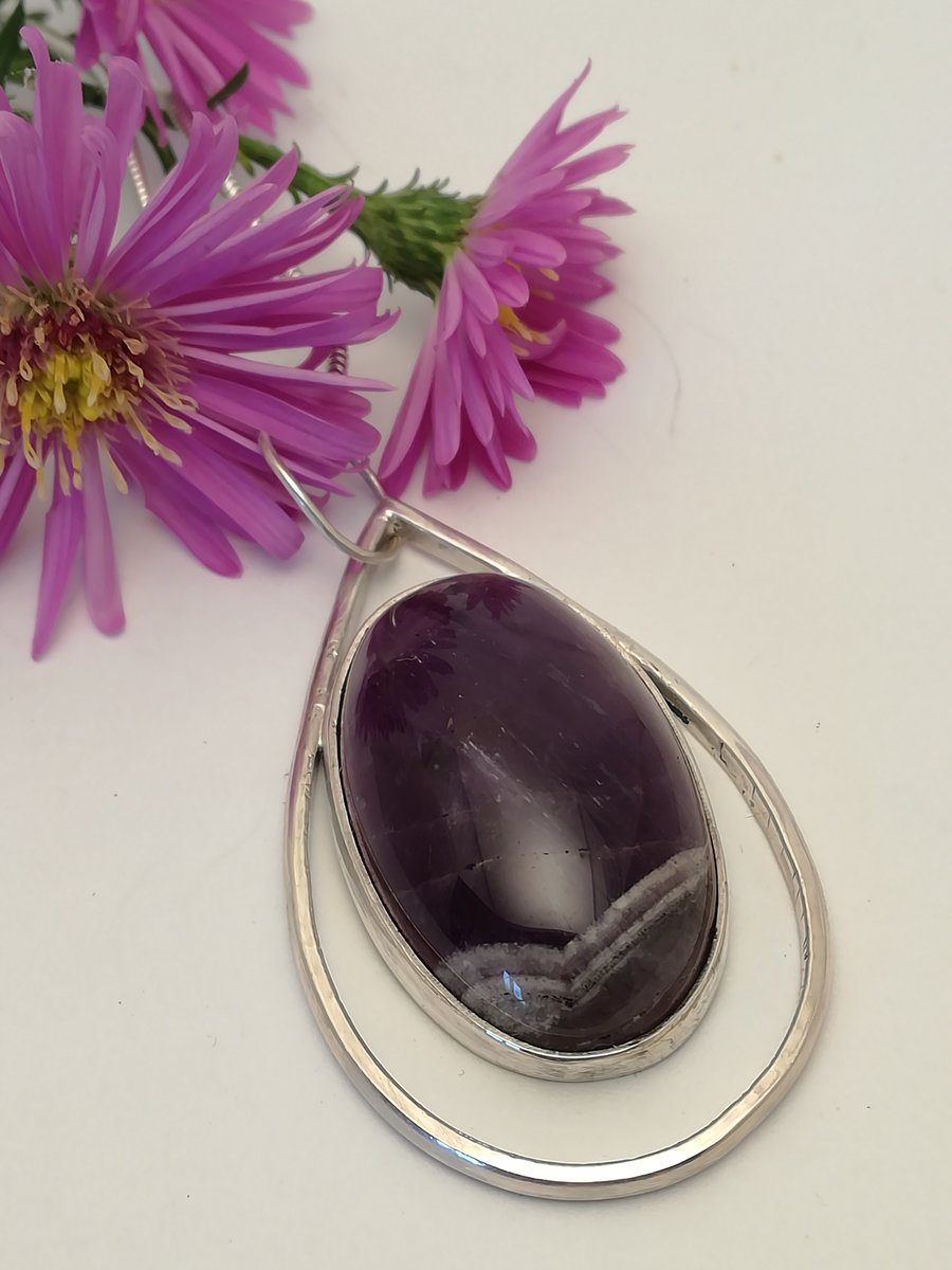 Sterling silver Amethyst Pendant with a snake chain