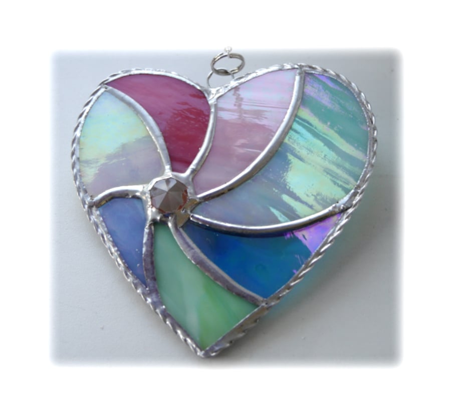 Pastel Swirl Heart Stained Glass Suncatcher 020