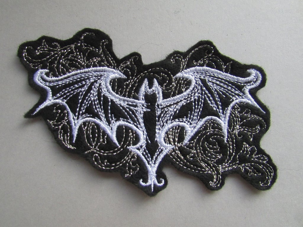 Embroidered Gothic Bat Applique Patch