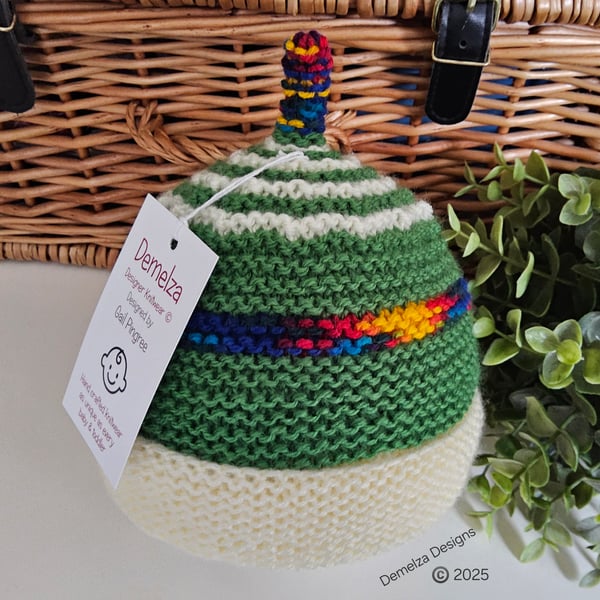 Designer Hand Knitted Boy's Beanie Hat 9-18 Months Size