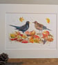 Apples for Breakfast (blackbirds eating windfall apples) an A4 or A3 print. 