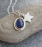 Iolite and silver star pendant, September birthstone, Celestial jewellery - Image 1