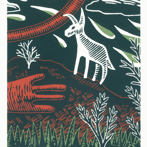 The Donkey Trip No.2 A5 three-colour linocut screen-print