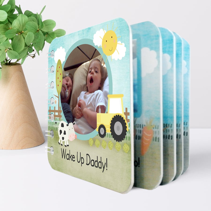 Personalised Baby Board Book, 'Farmyard' design, handmade toddler baby gift