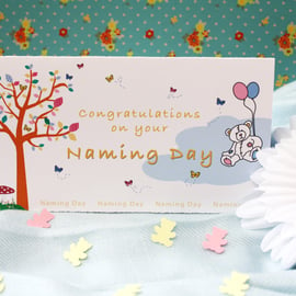 Naming Day Table Decoration Keepsake with Teddy Bear Confetti