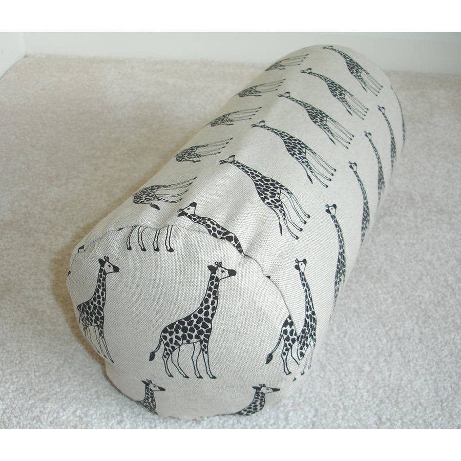 Giraffe Bolster Cushion Cover 16"x6" Round Cylinder Neck Roll Black Giraffes