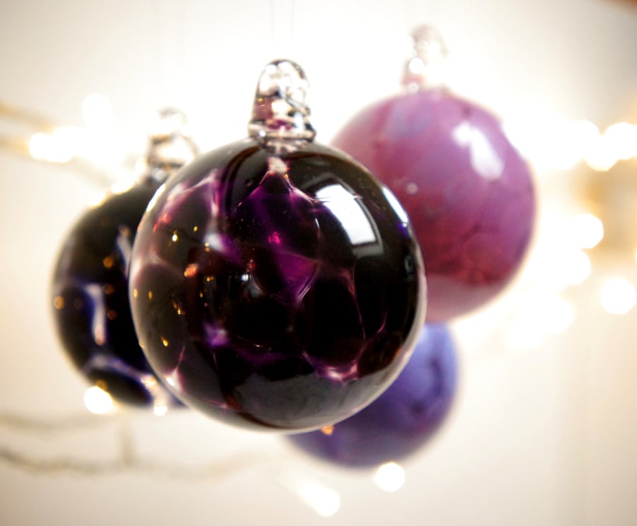 Mini Amethyst Purple Handmade Blown Glass Bauble