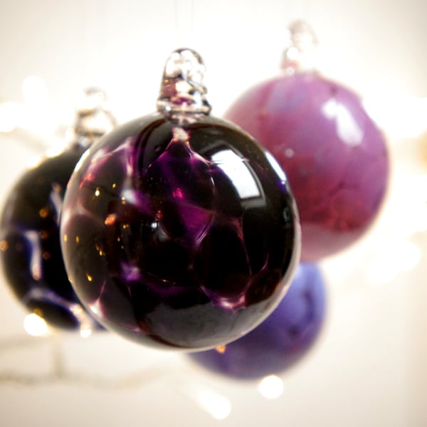 Mini Amethyst Purple Handmade Blown Glass Bauble