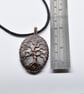 Silver Sheen Obsidian Wire Wrapped Copper Tree of Life Yggdrasil Pendant - Image 3