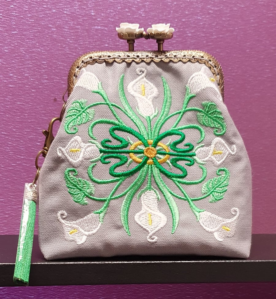 Art Deco Calla Lily Square design purse.