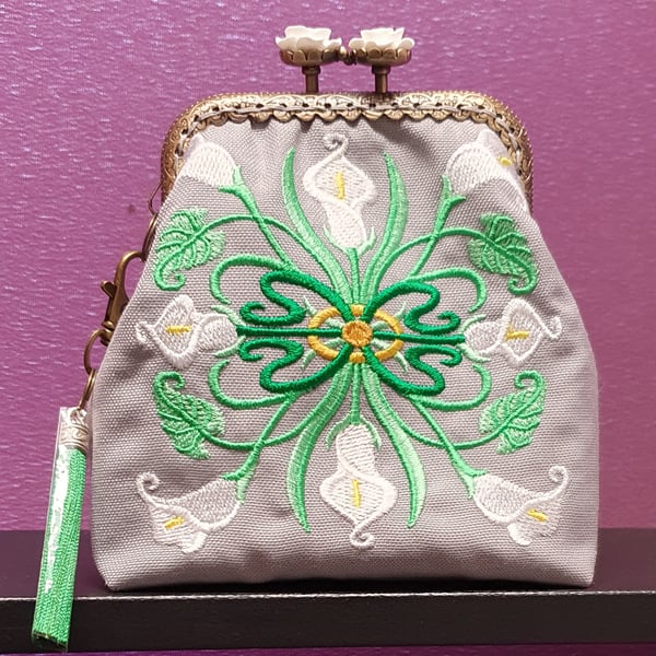 Art Deco Calla Lily Square design purse.