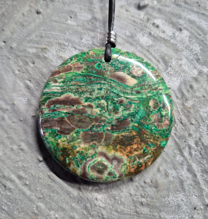 Green Ghost -Eye Jasper Round pendant