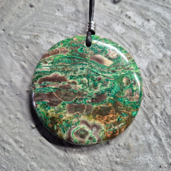 Green Ghost -Eye Jasper Round pendant
