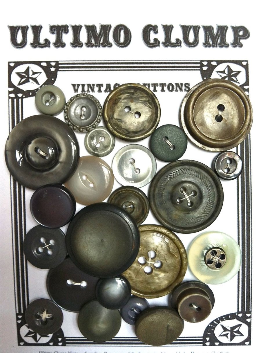 24 Vintage Grey Buttons